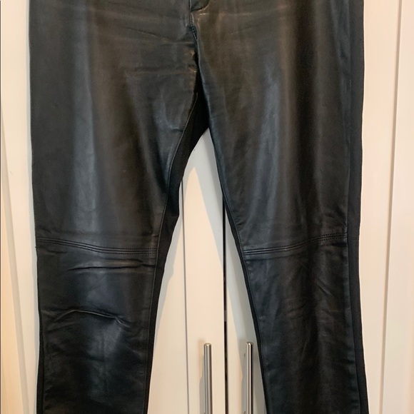 Banana Republic Sloan Front Faux Leather Front Zipper Ankle Black Skinny Pants - Picture 9 of 15